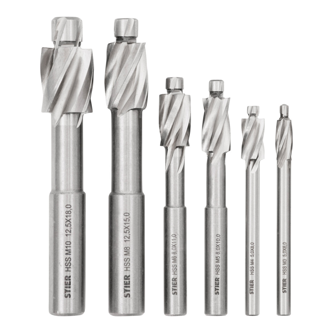 STIER Set di lamatori M3-M10 HSS DIN 373 con perni di guida