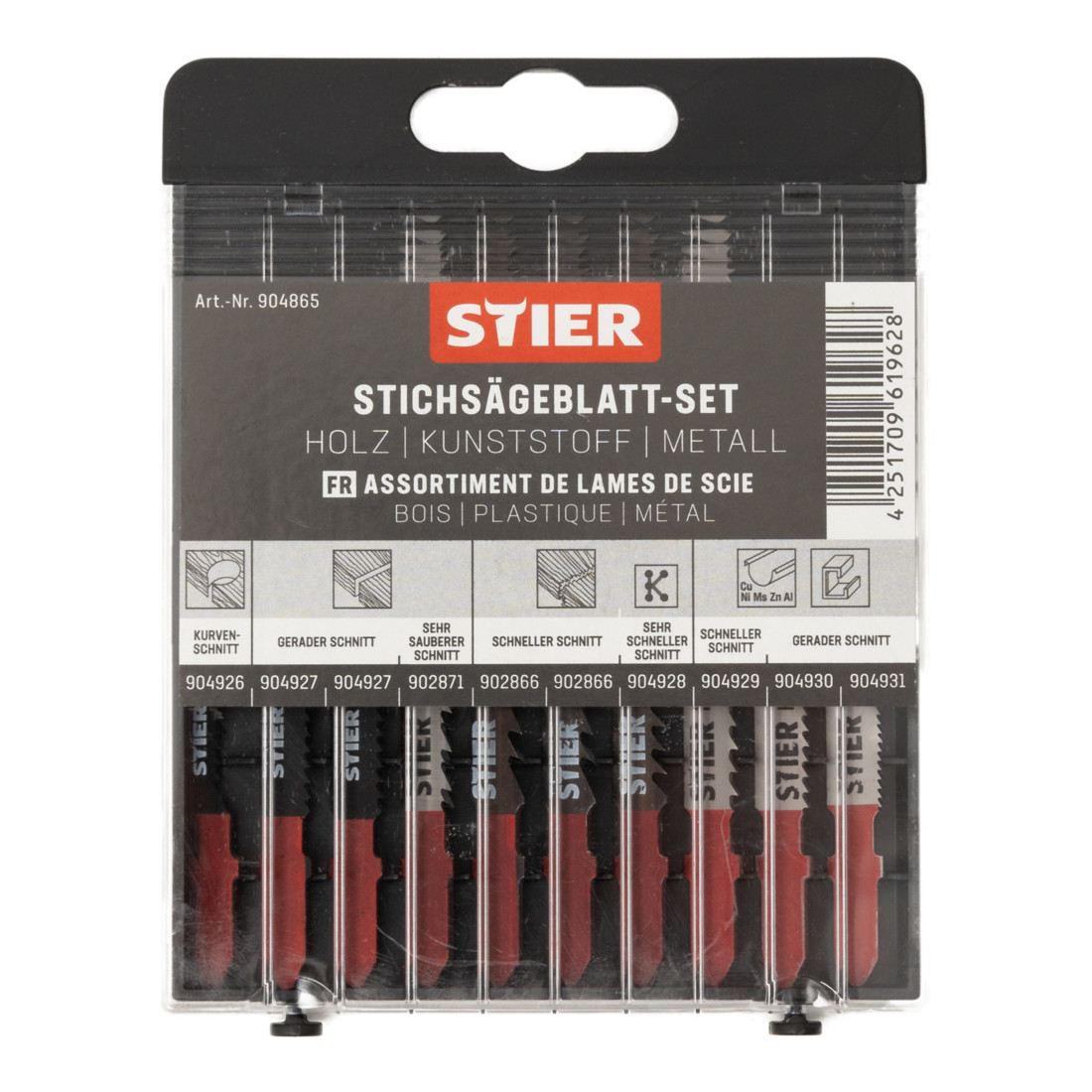 STIER Set di lame per seghetti alternativi per metallo, legno e plastica 10 pezzi