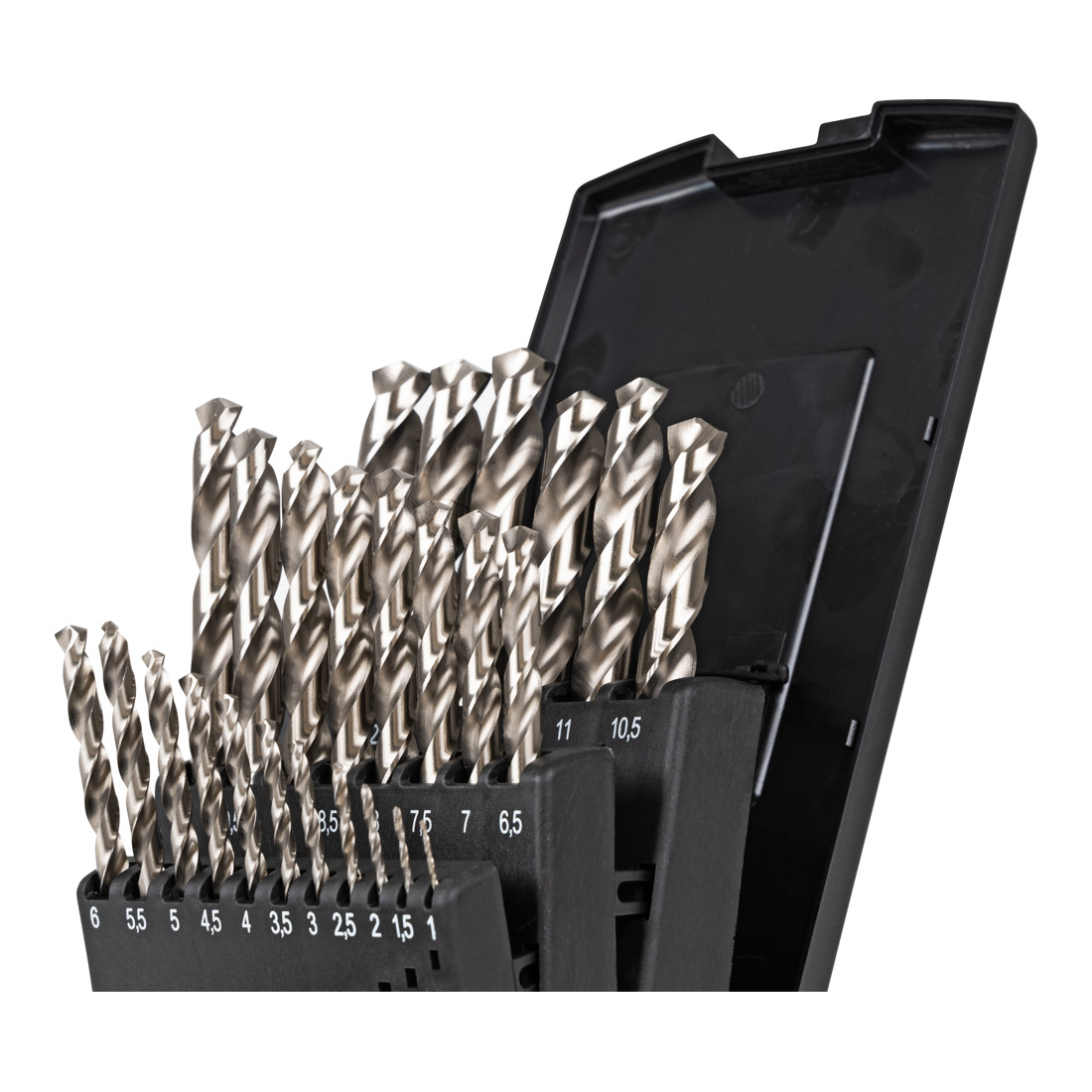 STIER Set di punte elicoidali Premium DIN 338 HSS-Co5 1-13 mm, 25 pezzi in cassetta
