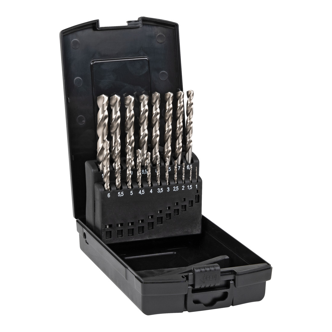 STIER Set di punte elicoidali Twist Premium, in cassetta, DIN 338, HSS-Co5, 1-10 mm, 19 pezzi