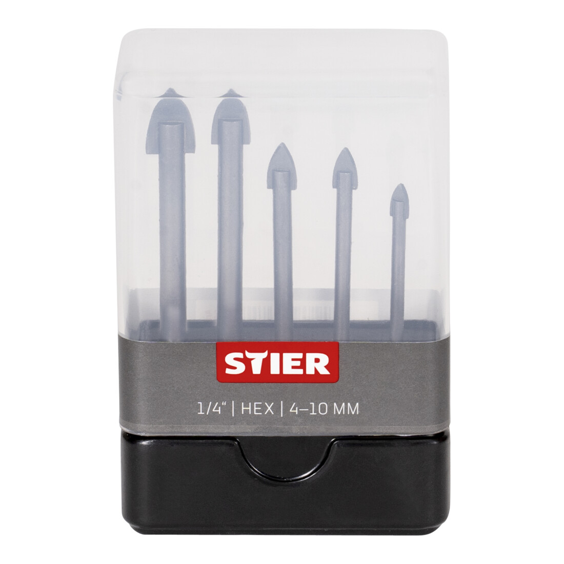 STIER Set di punte per piastrelle 5 pz. bit da 1/4 pollice 4 - 10 mm