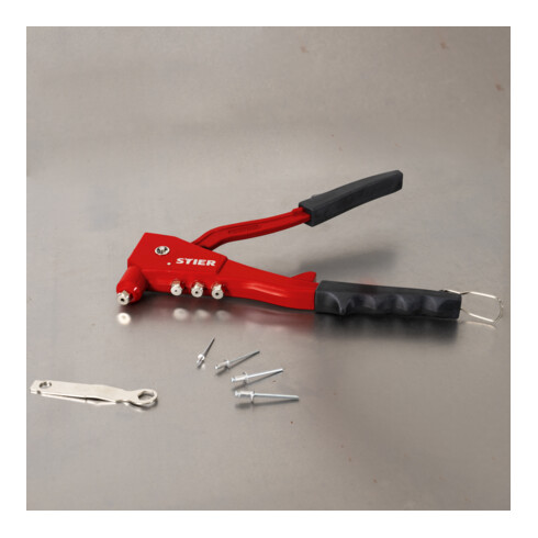 STIER Set di rivetti ciechi con rivettatrice manuale e rivetti ciechi 201 pezzi