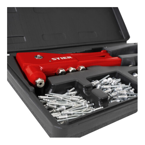 STIER Set di rivetti ciechi con rivettatrice manuale e rivetti ciechi 201 pezzi