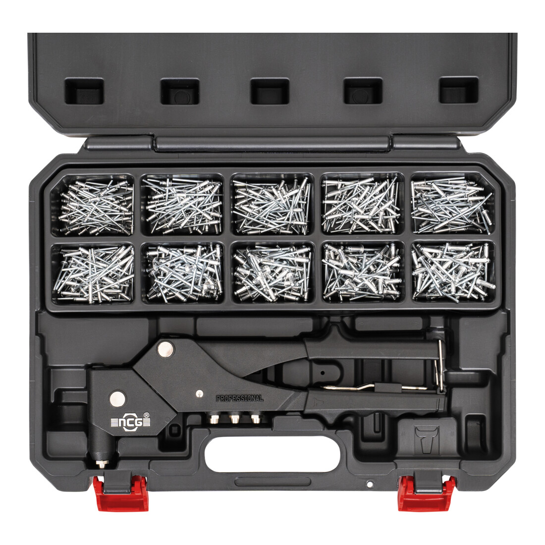 STIER Set di rivetti ciechi Premium con rivettatrice manuale 360° e rivetti ciechi 501 pezzi