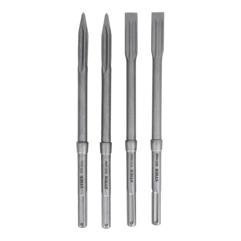 STIER Set di scalpelli SDS-max 4 pezzi 400 x 25 mm / 400 mm