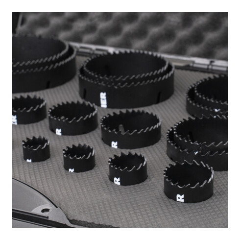 STIER Set di seghe a tazza HSS-Co8 bimetallo, 21 pezzi, 19 - 121 x 44 mm