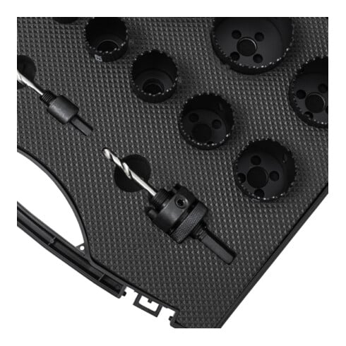 STIER Set di seghe a tazza HSS-Co8 bimetallo, profondità di taglio 44 mm, 14 pezzi (20, 22, 25, 32, 35, 40, 44, 51, 60, 68 e 76 mm)