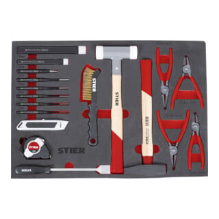 STIER Set di utensili universali 18 pezzi in inserto di espanso morbido (EVA)