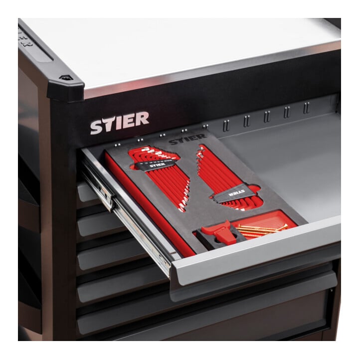 STIER set haakse stiftsleutels 6-kant/TX 16-delig in inlay van zacht schuim (EVA)