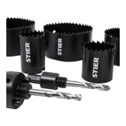 STIER Set per elettricisti di seghe a tazza HSS-Co8 bimetallo, profondità di taglio 44 mm, 11 pezzi (25, 32, 40, 54, 60, 68, 76 e 86 mm)-4