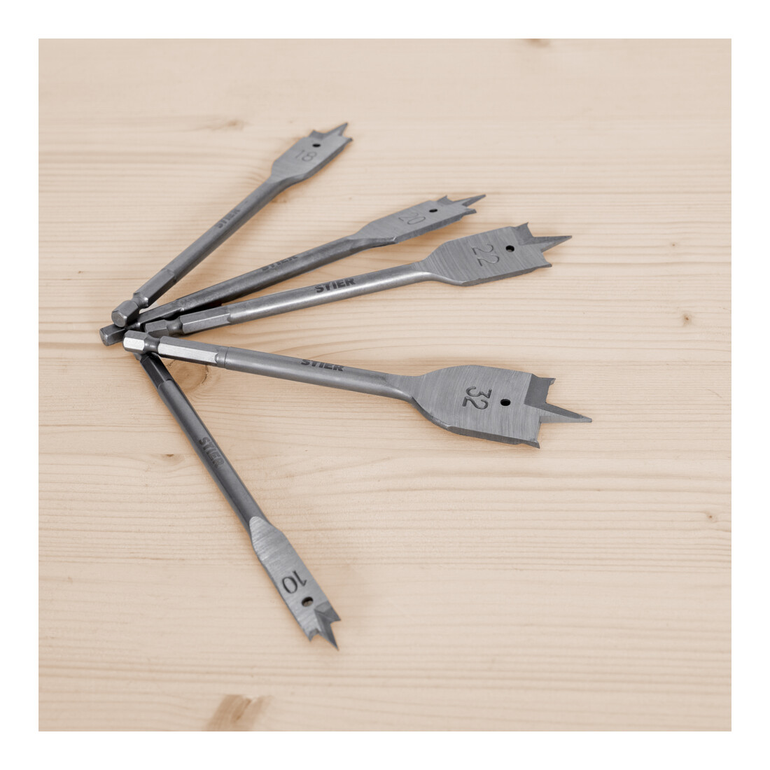 STIER Set vlakfreesboren 10 - 32 mm 1/4"