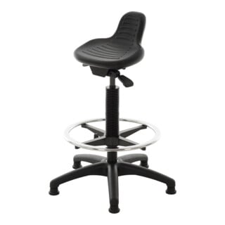 STIER Sgabello da banco con elementi scorrevoli e anello poggiapiedi altezza della seduta 640-890 mm sedile in PU con incavo di presa