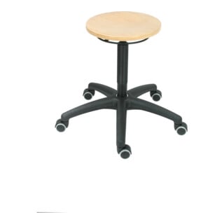 STIER Sgabello da lavoro con ruote, 430 - 620 mm di altezza della seduta, faggio, naturale