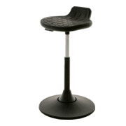 STIER Sgabello girevole multimuovibile seduta in PU nero 490-680mm inclinazione 12° supporto schiena-1