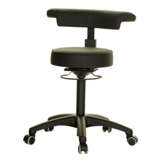 STIER Sgabello girevole nero Ø 360 mm regolabile in altezza 110 kg schienale/braccioli 360°