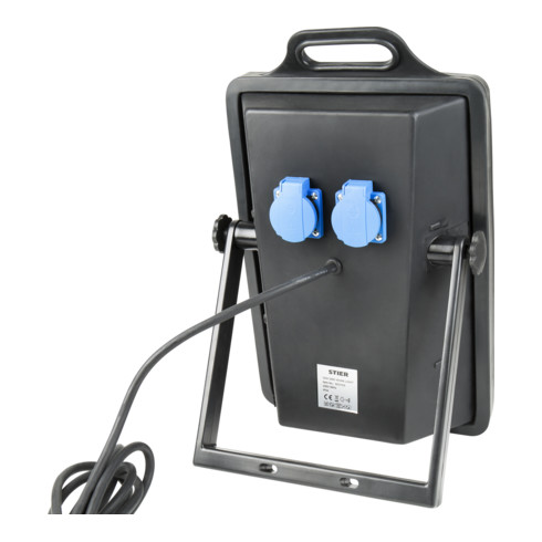 STIER SMD-LED Baustrahler, 50 W, 4000 Lumen, mit 2 Schuko-Steckdosen