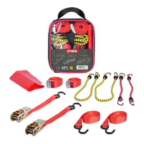 STIER Spanngurte-Set 9-teilig, TÜV/GS geprüft nach DIN EN 12195-2