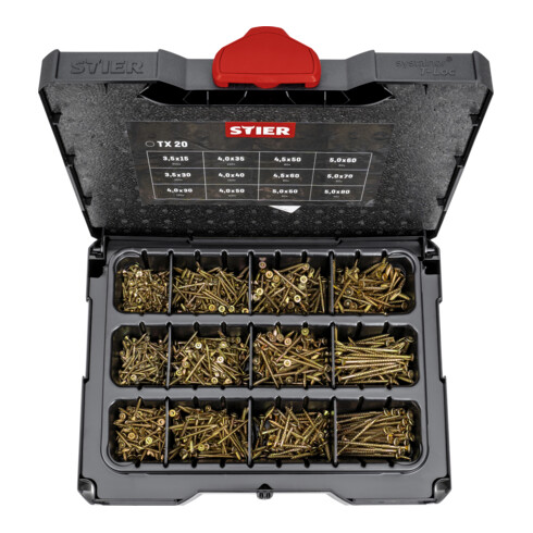 STIER Spanplattenschrauben-Systainer I T-LOC mit 1.380 Schrauben