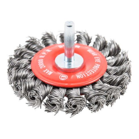 STIER Spazzola circolare ø 75 mm, ø foro 6 mm, 0,5 mm, intrecciata, acciaio