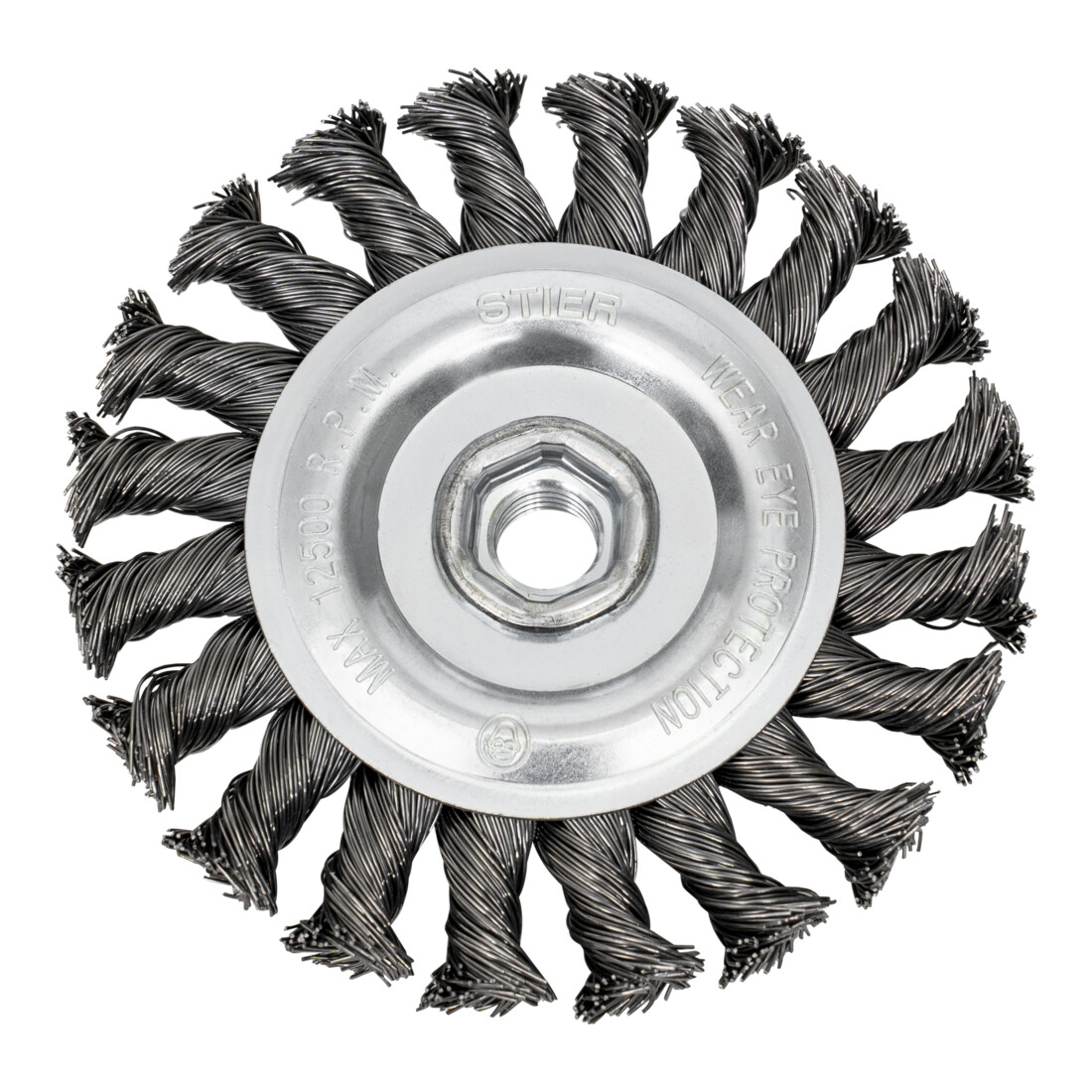 STIER Spazzola circolare ø 115 mm, M14, 0,5 mm, intrecciata, acciaio