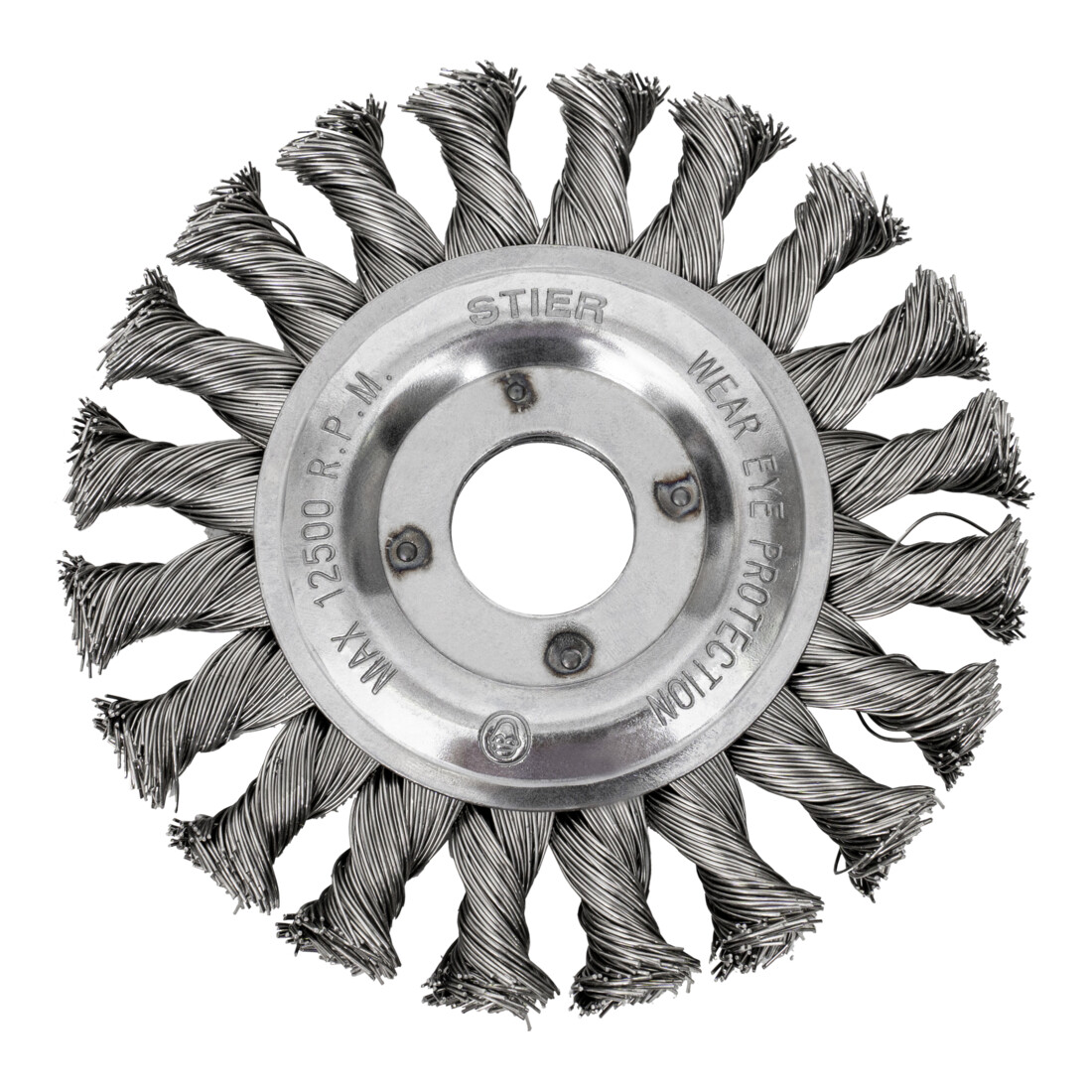 STIER Spazzola circolare ø 115 mm, ø foro 22,2 mm, 0,5 mm, intrecciata, acciaio legato