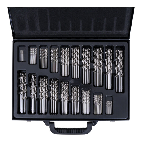 STIER Spiralbohrer-Set, Standard, DIN 338, HSS-G, 1 - 10 mm, 0,5 mm steigend, 170-teilig