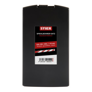 STIER Spiralbohrer-Set Standard DIN 338 HSS-G 1-10mm 19-teilig in Kassette