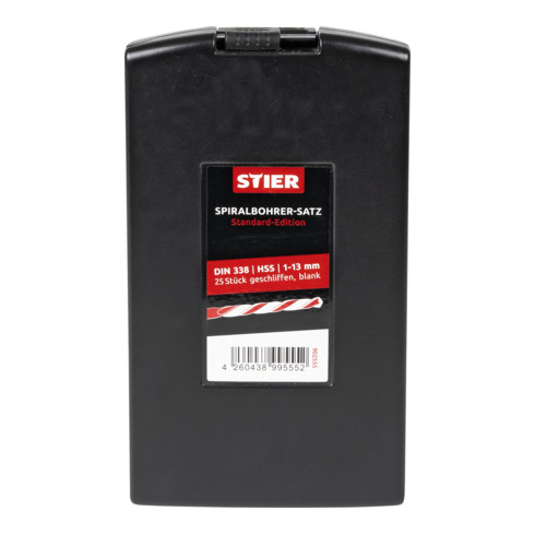 STIER Spiralbohrer-Set Standard DIN 338 HSS-G 1-13mm 25-teilig in Kassette