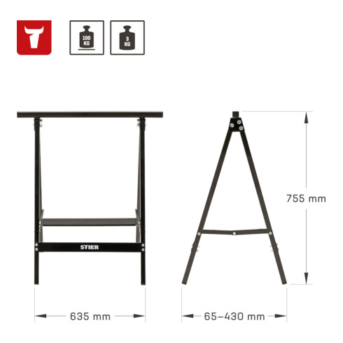STIER Stahl Arbeitsbock 100 kg