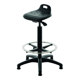 STIER stahulp met glijdoppen en voetenring zithoogte 640-890 mm PU-zitting met draaggreep