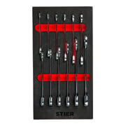 STIER steek-ringratelsleutelset, SW 8 - 19 mm, 12-delig, in inlay van zacht schuim (EVA)