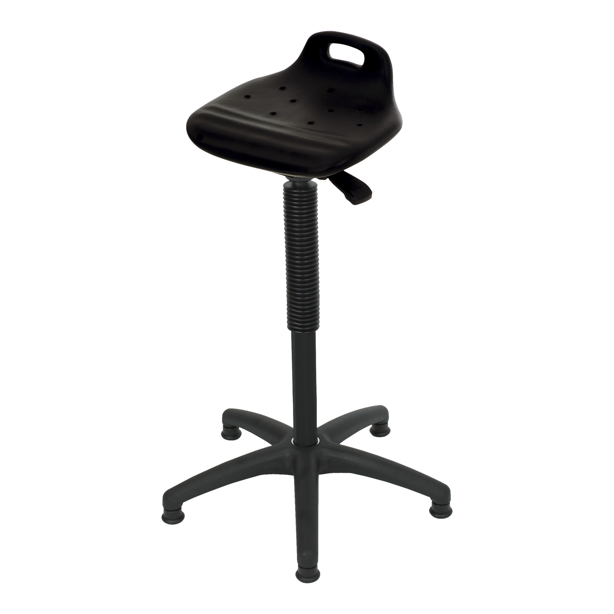 STIER Stehhilfe mit Gleitern Sitzhöhe 640-890 mm PU-Sitz mit Tragegriff