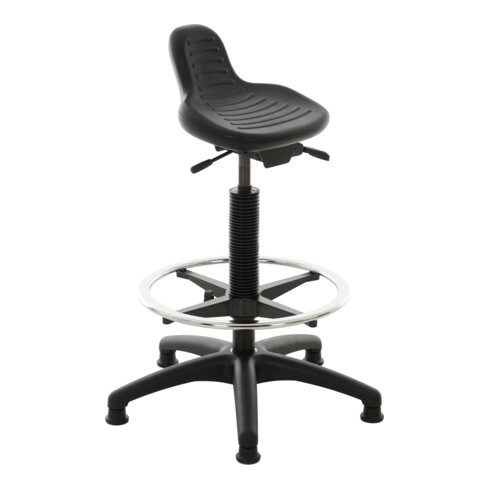 STIER Stehhilfe mit Gleitern und Fußring Sitzhöhe 640-890 mm PU-Sitz mit Griffmulde