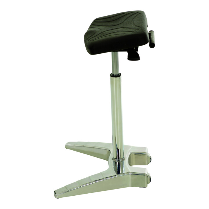 STIER Stehhilfe XL 600–850 mm 12° Neigung schwarz mit Griff und Rollen