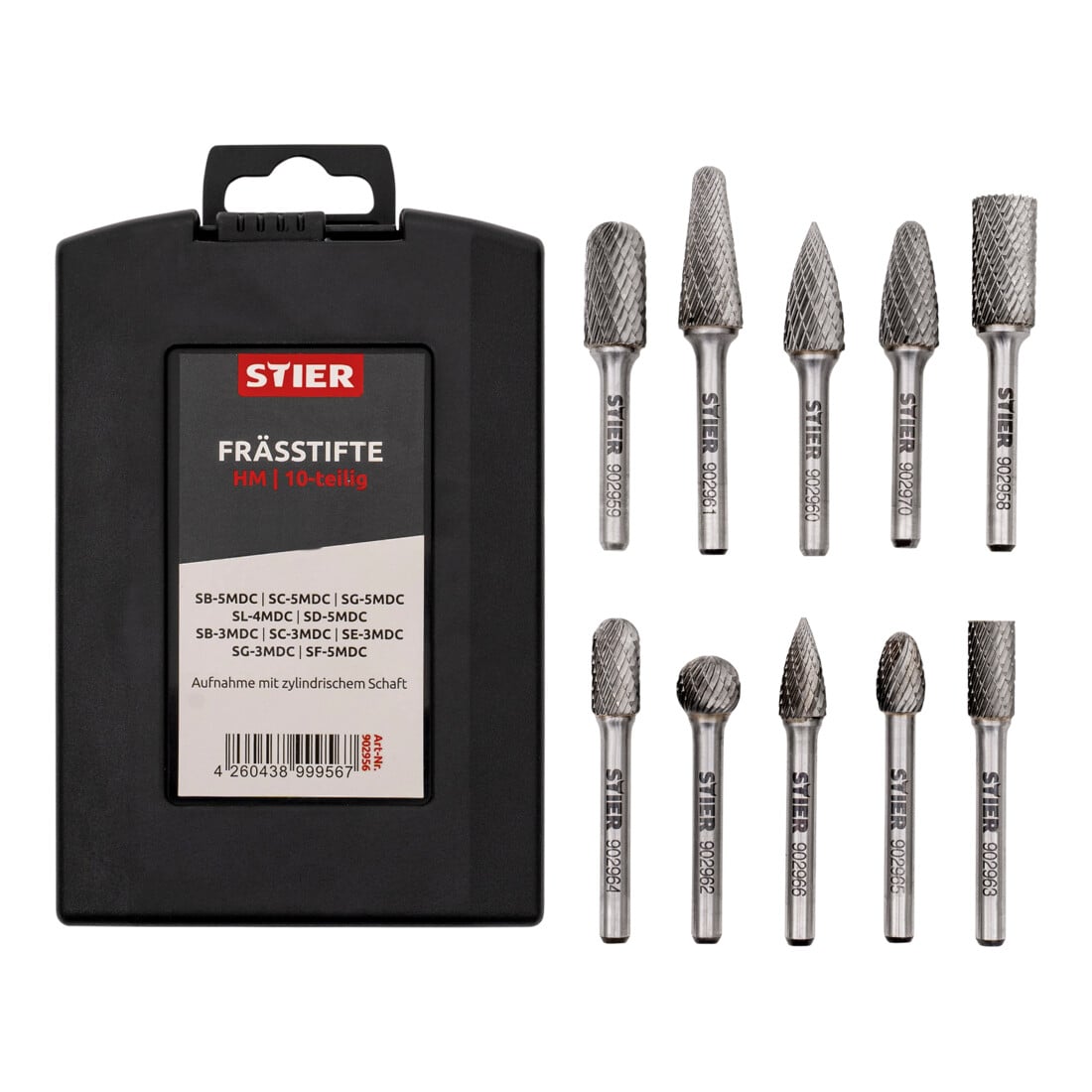 STIER stiftfreesset, 10-delig