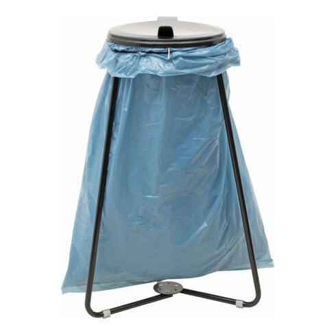 STIER Supporto per sacco portarifiuti nero per 120 l di volume, largh.x prof.x alt. 515x515x935 mm