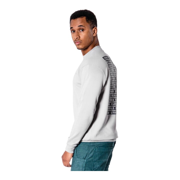 STIER sweatshirt met ronde hals stijl print L ijsgrijs