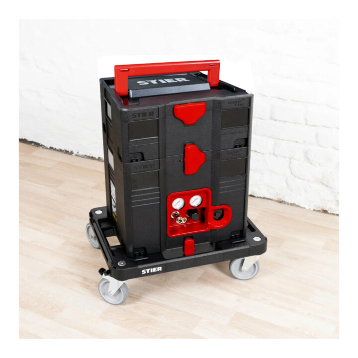 STIER Systainer-compressorset incl. Systainer II T-Loc, rolplank + perslucht-nagelpistool 6-delig