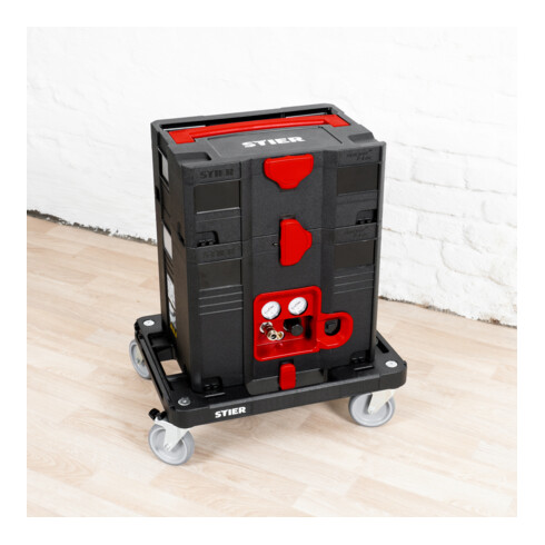 STIER Systainer-Kompressor-Set inkl. Systainer II T-Loc, Rollbrett + Druckluftnagler 6-teilig