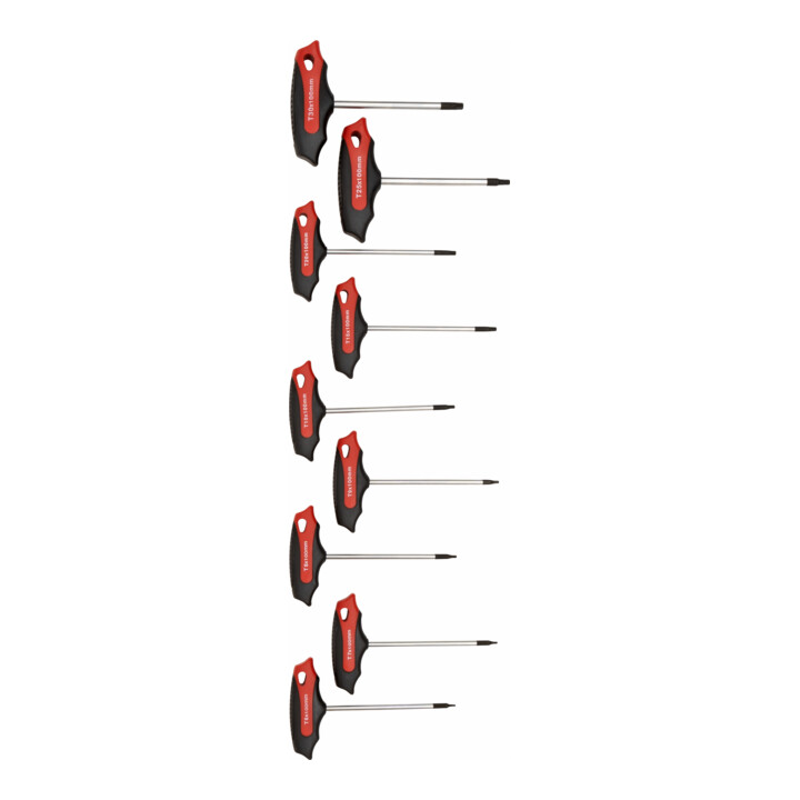 STIER T-greep-schroevendraaierset TX TX6 - TX30 mm 9-delig in inlay van zacht schuim (EVA)