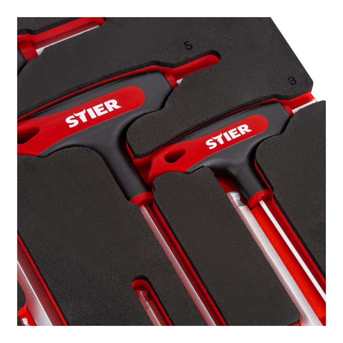 STIER T-Griff-Schraubendreher-Satz 6kt 3 - 10 mm 6-teilig in Weichschaumeinlage (EVA)