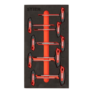 STIER T-Griff-Schraubendreher-Satz TX TX6 - TX30 mm 9-teilig in Weichschaumeinlage (EVA)