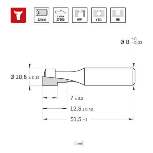 STIER T-Nutfräser M6 10,5 x 6,6 x 8 mm