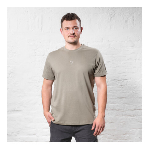 STIER T-Shirt embro essential coton bio S olive