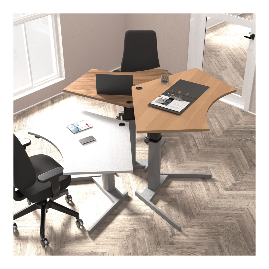 STIER Table haute 501-19 électrique réglable en hauteur 138 x 92 cm Noyer plateau mélaminé 68-120 cm