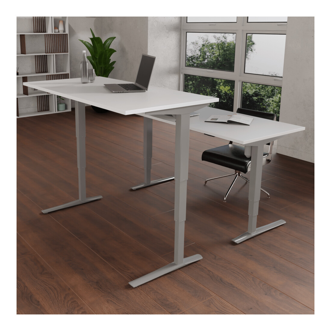 STIER Table haute 501-43 électrique réglable en hauteur 65-125 cm 100 × 80 cm blanc mélaminé