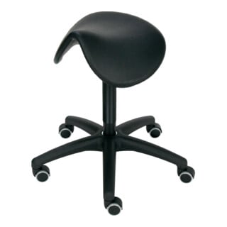 STIER Tabouret de selle multiaxial siège PU 490-680 mm piétement Ø630 avec roulettes