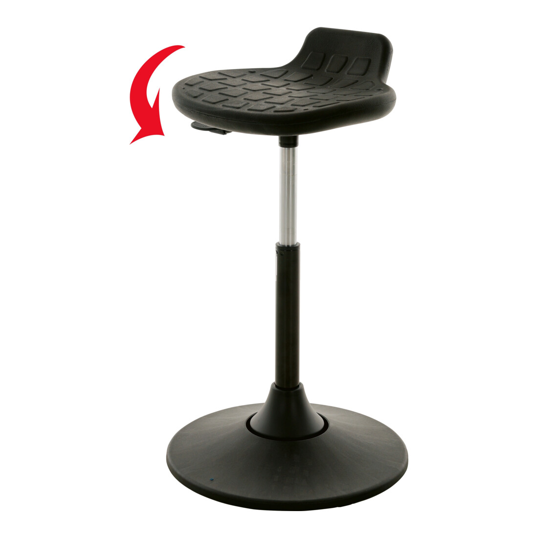 STIER Tabouret pivotant multi-mouvements siège PU noir 490-680mm inclinaison 12° support lombaire
