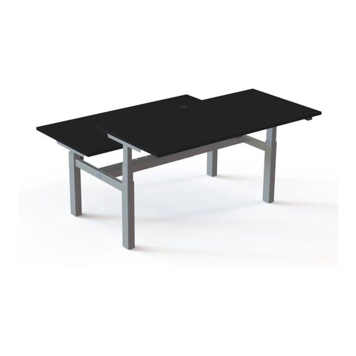 STIER Team-Schreibtisch 501-88 elektrisch höhenverstellbar 160 x 80 cm schwarz melaminierte Oberfläche 65-125 cm
