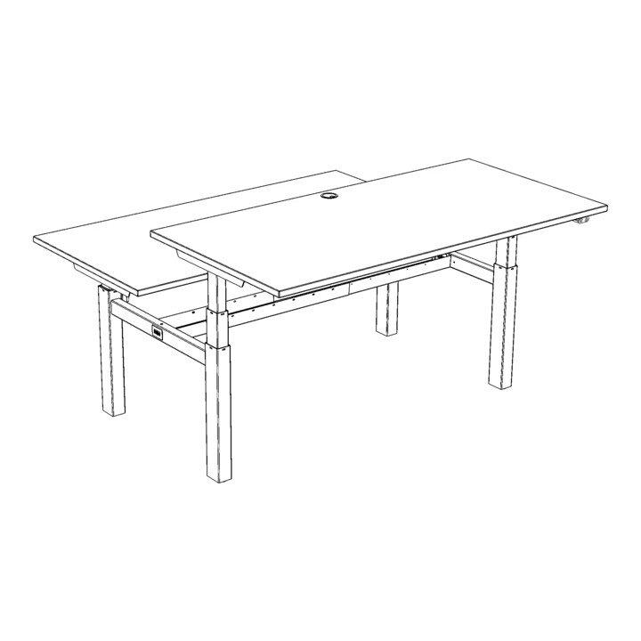 STIER Team-Schreibtisch 501-88 elektrisch höhenverstellbar 160 x 80 cm schwarz melaminierte Oberfläche 65-125 cm
